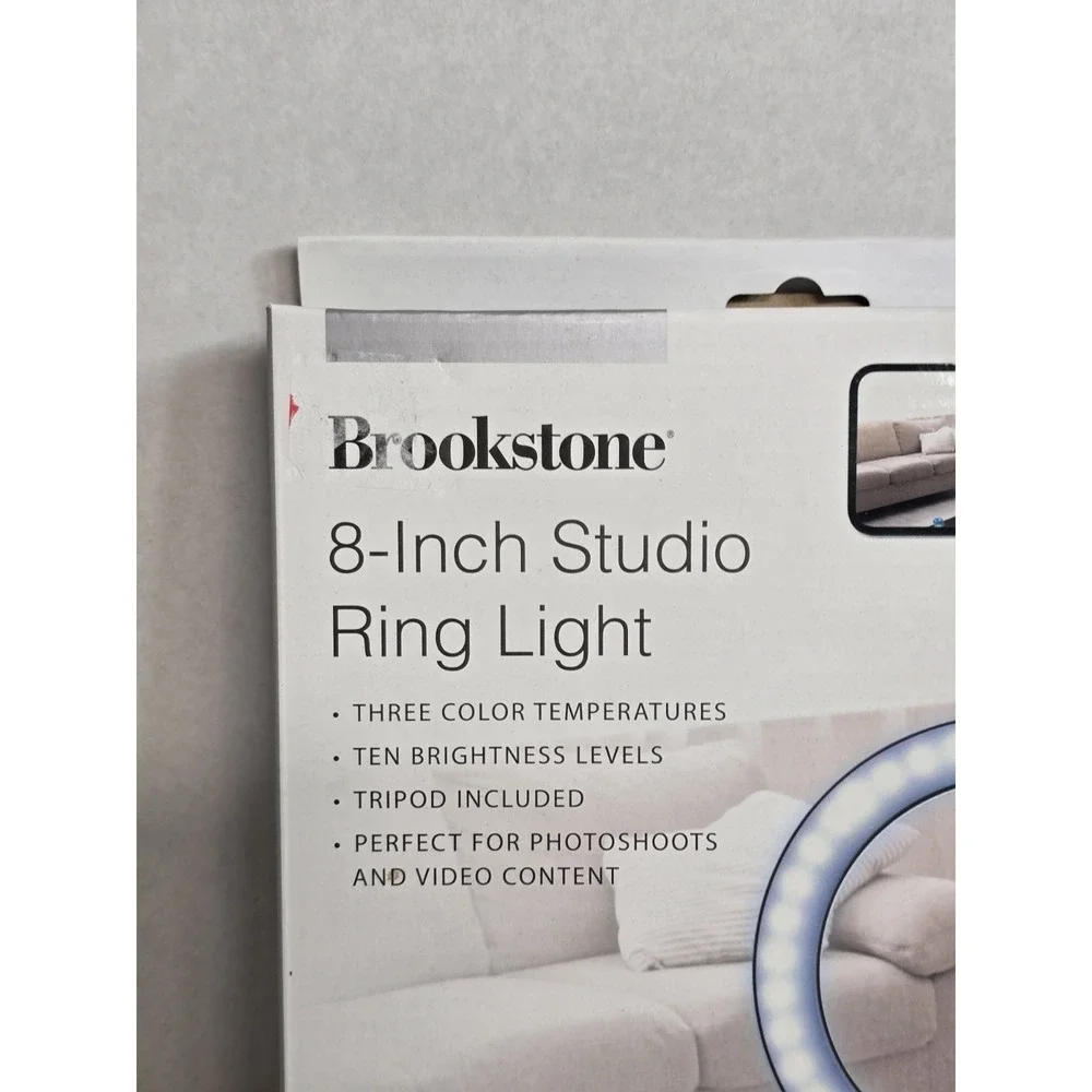 Brookstone 8'' LED Photo / Video Studio Ring Light Kit with Tripod & Phone Mount